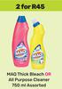 Maq Thick Bleach Or All Purpose Cleaner Assorted-For 2 x 750ml
