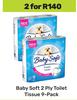 Baby Soft 2 Ply Toilet Tissue 9 Pack-For 2