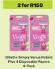 Gillette Simply Venus Hybrid Plus 4 Disposable Razors 4 Pack-For 2