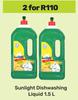 Sunlight Dishwashing Liquid-For 2 x 1.5L