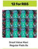 Great Value Maxi Regular Pads-For 12 x 8s