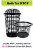 Lucky Midi Laundry Basket Plus Domed Linen Bin Black-Both For
