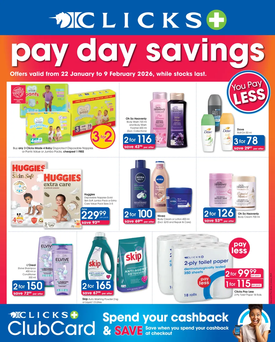 Clicks : Pay Day Savings (22 January - 09 February 2026)