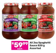All Joy Spaghetti Sauce Assorted-820g