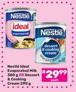 Nestle Ideal Evaporated Milk 380g Or Dessert & Cooking Cream 290g