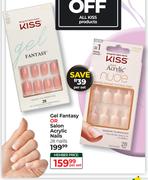 Kiss Gel Fantasy Or Salon Acrylic Nails 28 Nails-Per Set