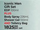 Guess Iconic Men Gift Set(EDP 100ml Plus Body Spray 226ml, Shower Gel 100ml & Toiletry Bag)-Per Set