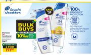 Head & Shoulders Shampoo Or Conditioner-For 2 x 400ml/360ml/300ml/275ml