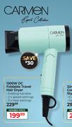Carmen 1300W DC Foldable Travel Hair Dryer