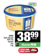 Spar Daily Spread 40% Fat Spread Tub-1Kg