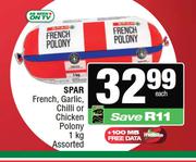 Spar French, Garlic, Chilli Or Chicken Polony Assorted-1Kg