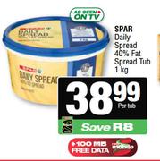 Spar Daily Spread 40% Fat Spread Tub-1Kg Per Tub