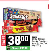 Nestle Kitkat 4F, Chunky, Smarties, Aero, Tex, Barone-For Any 3 x 40g/55g