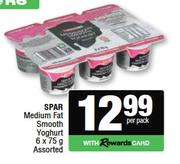 Spar Medium Fat Smooth Yoghurt Assorted-6 x 75g