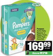 Pampers Active Baby Nappies Or Nappy Pants Value Pack Assorted-Per Pack