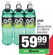Spar Go Sports Drink Assorted-6 x 500ml Per Pack