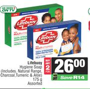 Lifebuoy Hygiene Soap (Incl. Natural Range, Charcoal, Turmeric & Aloe) Assorted-For 2 x 175g