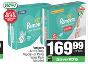 Pampers Active Baby Nappies Or Pants Value Pack Assorted-Per Pack
