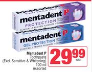 Mentadent P Toothpaste (Excl Sensitive & Whitening) Assorted-100ml Each