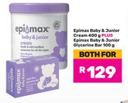 Epimax Baby & Junior Cream 400g Plus Epimax Baby & Junior Glycerine Bar 100g-Both For