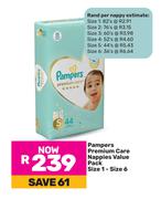 Pampers Premium Care Nappies Value Pack Size 1-Size 6
