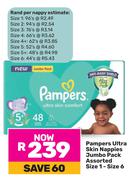 Pampers Ultra Skin Nappies Jumbo Pack Assorted Size 1-Size 6