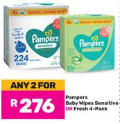 Pampers Baby Wipes Sensitive Or Fresh 4 Pack-For Any 2