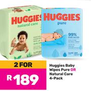 Huggies Baby Wipes Pure Or Natural Care (4 Pack)-For 2