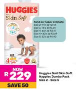 Huggies Gold Skin Soft Nappies Jumbo Pack (Size 2-Size 5)