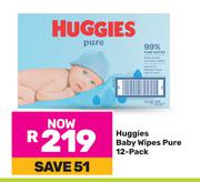 Huggies Baby Wipes Pure 12 Pack