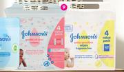 Johnson's Baby Wipes Extra Sensitive Or Gentle All Over 4 Pack-For Any 2