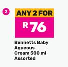 Bennetts Baby Aqueous Cream Assorted-For Any 2 x 500ml