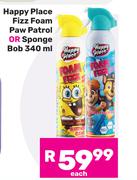 Happy Place Fizz Foam Paw Patrol Or Sponge Bob-340ml