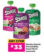 Rhodes Squish Pureed Baby Food Assorted-For Any 3 x 110ml