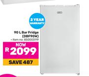 Defy 90L Bar Fridge DBF90W 850003119