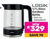 Logik 1.7L Glass Cordless Kettle 850028237