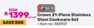 Tissolli Crown 21 Piece Stainless Steel Cookware Set 483927-Per Set