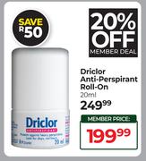 Driclor Anti Perspirant Roll On-20ml