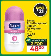 Sanex Anti Perspirant Roll On For Women-For 2 x 50ml
