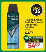 Rexona Shield Anti Perspirant Deodorant For Men-For 2 x 150ml