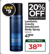 Lentheric Gravity Deodorant Body Spray-120ml