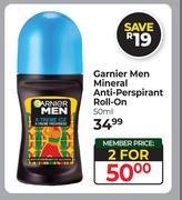 Garnier Men Mineral Anti Perspirant Roll On-For 2 x 50ml