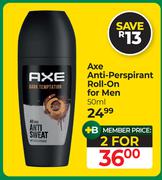Axe Anti Perspirant Roll On Men-For 2 x 50ml