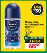 Nivea Men Anti Perspirant Roll On-For 3 x 50ml