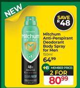 Mitchum Anti Perspirant Deodorant Body Spray For Men-For 2 x 150ml