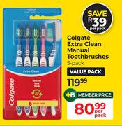 Colgate Extra Clean Manual Toothbrushes 5 Pack-Per Pack