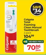 Colgate Total Foaming Clean Manual Toothbrush 2 Pack-Per Pack