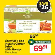 Lifestyle Food Instant Ginger Drink With Honey 20 Sachets
