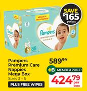 Pampers Premium Care Nappies Mega Box (Sizes 3-5)-Per Box