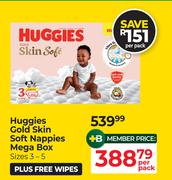 Huggies Gold Skin Soft Nappies Mega Box (Size 3-5) + Free Wipes-Per Pack
